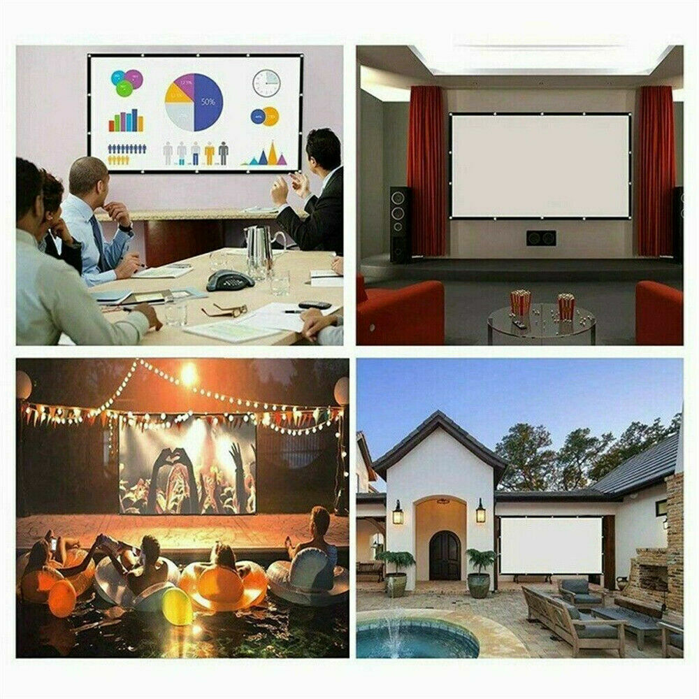 Pantalla de Proyector Portátil Plegable 16:9 HD para Cine en Casa al Aire Libre 3D